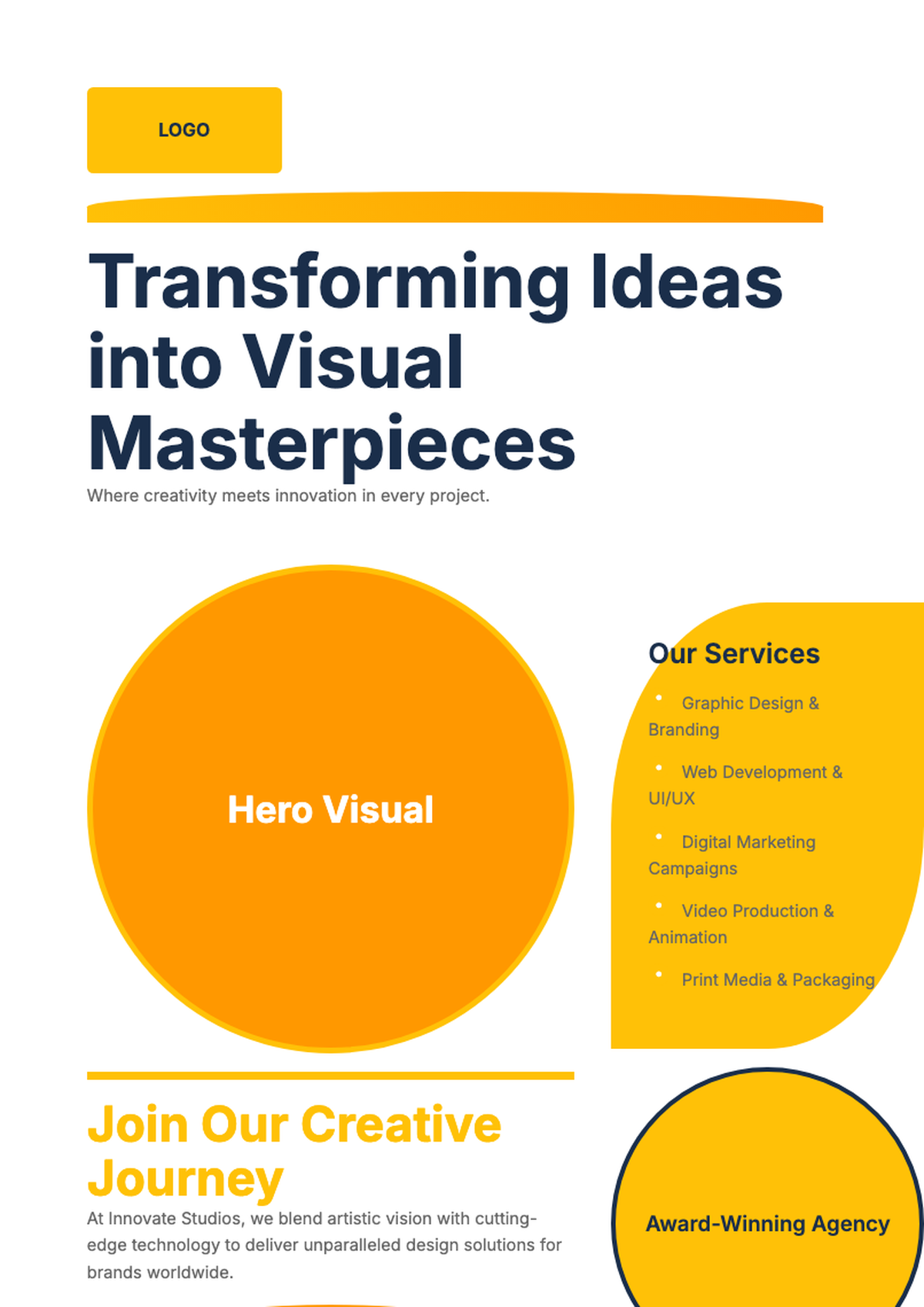 Creative agency flyer template with yellow and navy design elements_variant_2